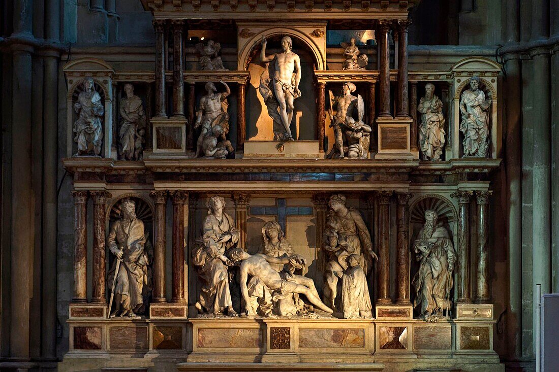 Frankreich, Marne, Reims, Kathedrale Notre Dame, von der UNESCO zum Weltkulturerbe erklärt, Altarbild