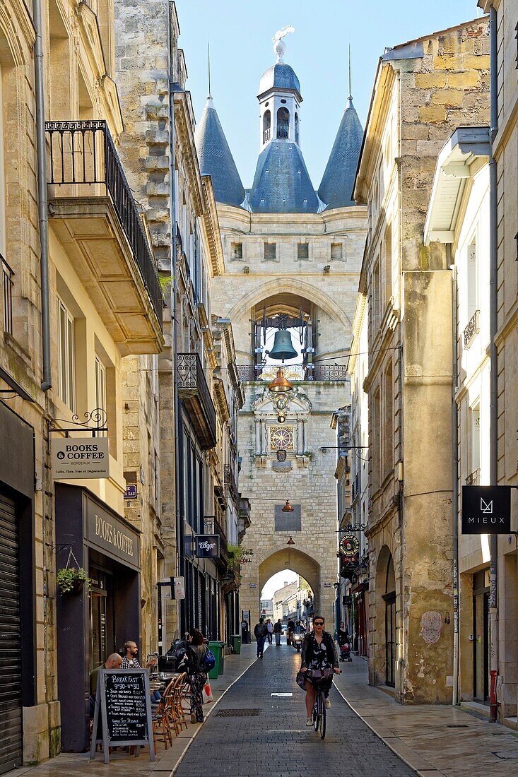 France, Gironde, Bordeaux, district a World Heritage Site by UNESCO, district of Saint Peter, 15th century Gothic Cailhau gate