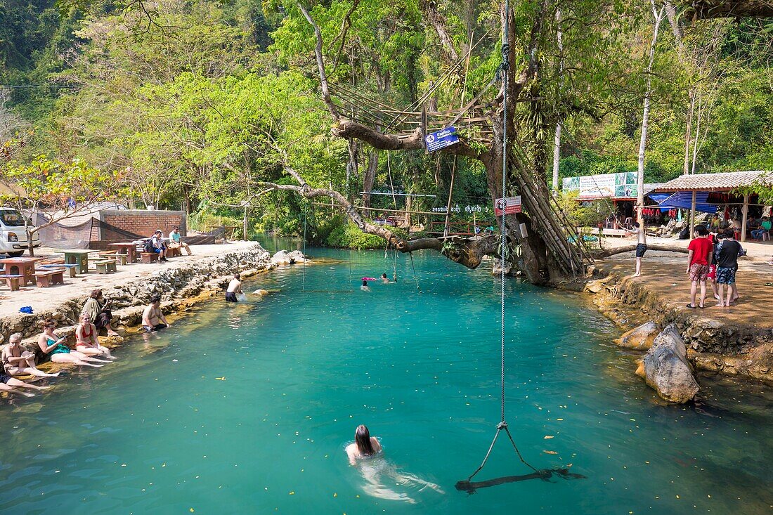 Lao, Vientiane Province, Vang Vieng, blue lagoon 1