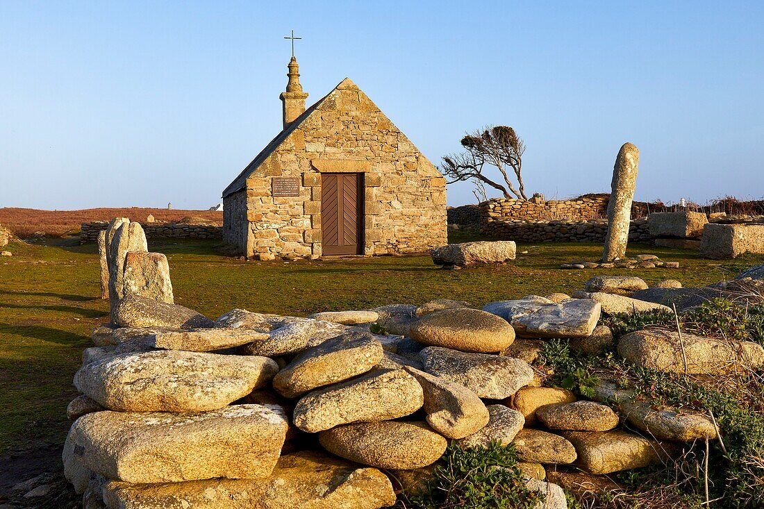 France, Finistere, Iroise Sea, Iles du Ponant, Parc Naturel Regional d'Armorique (Armorica Regional Natural Park), Ile de Sein, labelled Les Plus Beaux de France (The Most Beautiful Village of France), the Saint Corentin Chapel