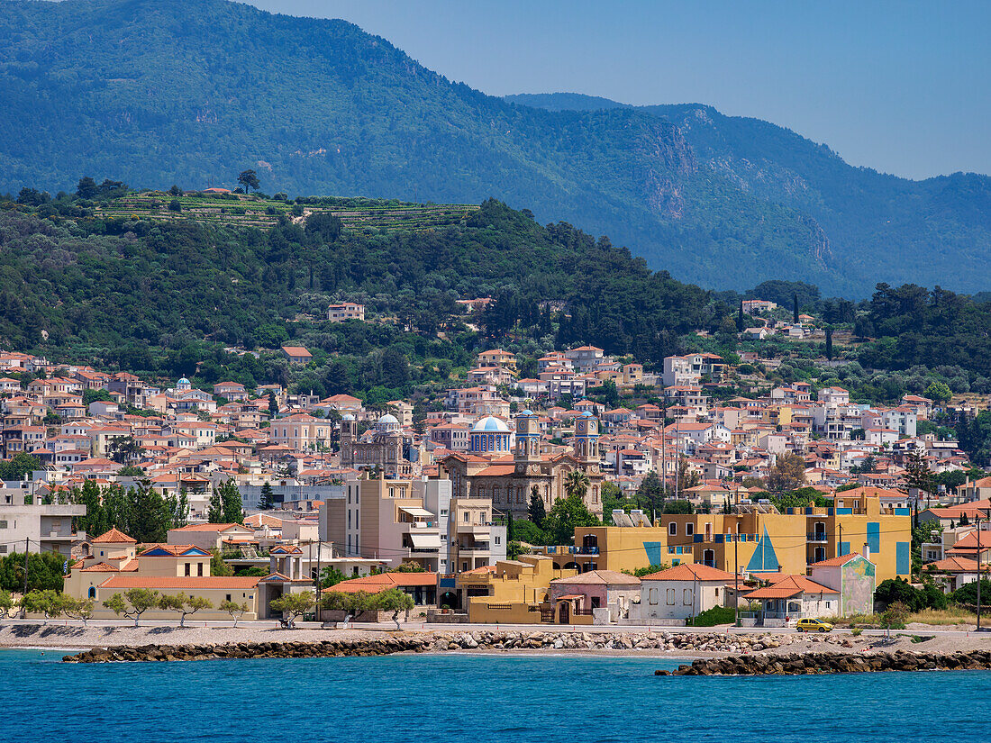 View towards Karlovasi, Samos Island, North Aegean, Greek Islands, Greece, Europe