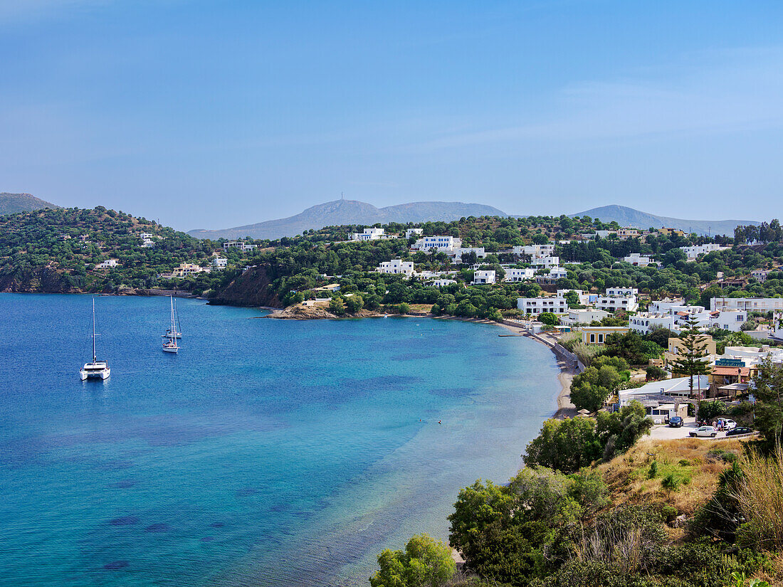 Vromolithos Strand, Blick von oben, Insel Leros, Dodekanes, Griechische Inseln, Griechenland, Europa