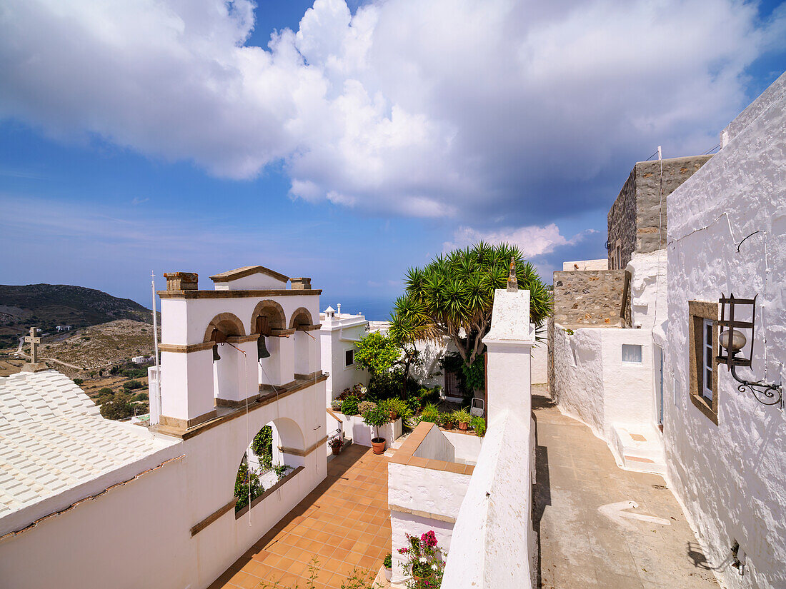 Kirche der Panagia i Diasozousa, Jungfrau Maria die Retterin, Blick von oben, Patmos Chora, Insel Patmos, Dodekanes, Griechische Inseln, Griechenland, Europa