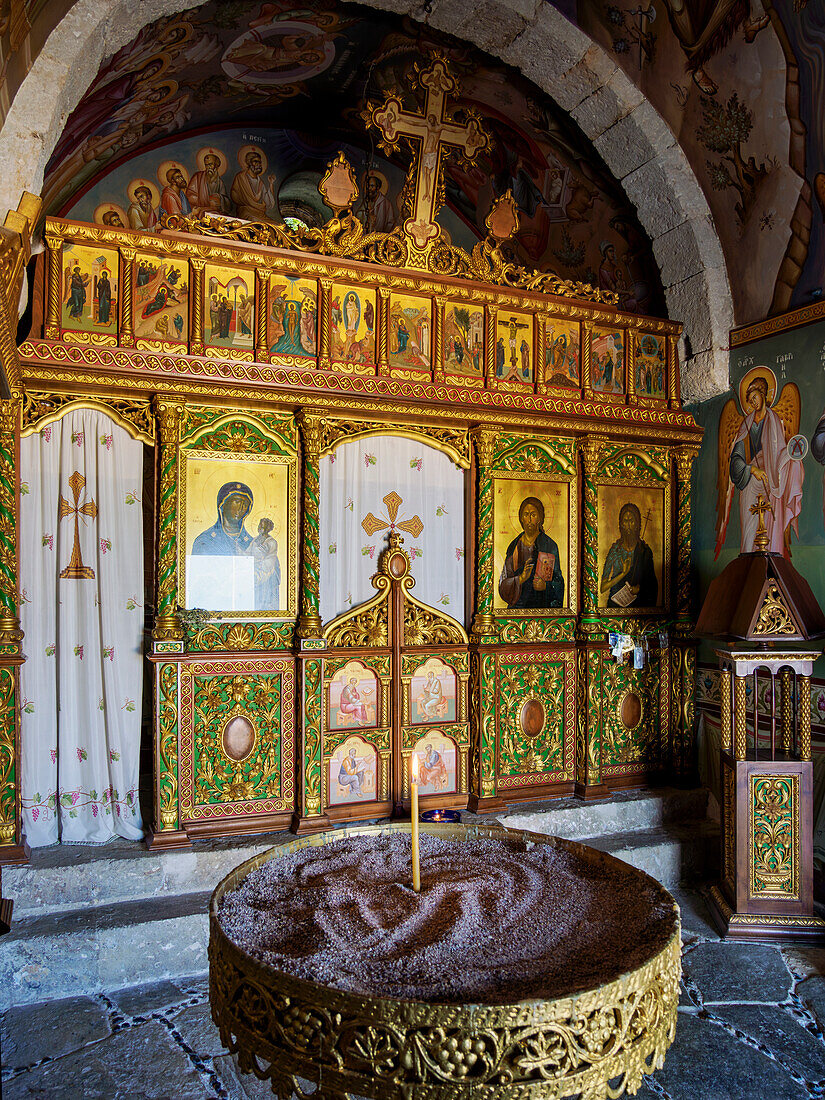 Heiliger Johannes der Täufer Heilige Orthodoxe Thymian-Kapelle, Innenraum, Insel Kos, Dodekanes, Griechische Inseln, Griechenland, Europa