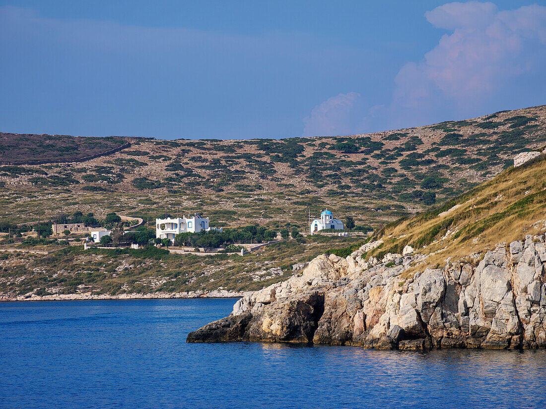 Uferpromenade von Arki, Insel Arkoi, Dodekanes, Griechische Inseln, Griechenland, Europa