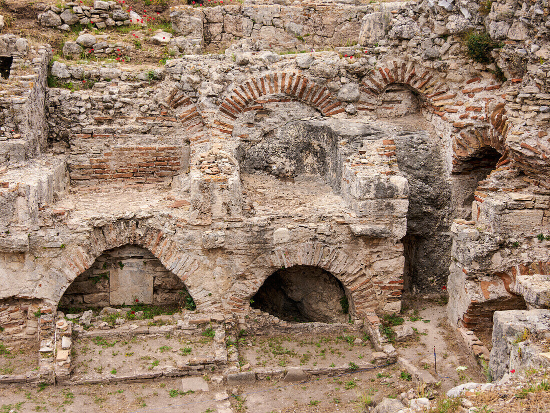 Ruinen des antiken Pythagoreion, UNESCO-Weltkulturerbe, Pythagoreio, Insel Samos, Nordägäis, Griechische Inseln, Griechenland, Europa