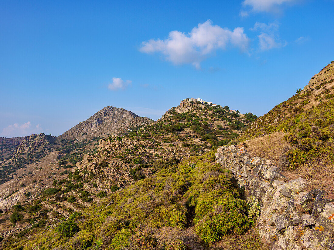 View towards Nikia Village, Nisyros Island, Dodecanese, Greek Islands, Greece, Europe