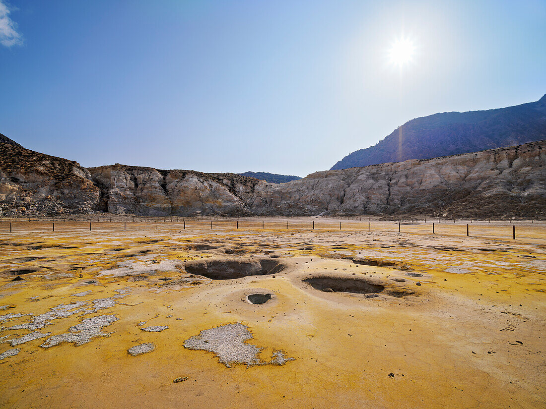 Sulphur at the Stefanos Volcano Crater, detailed view, Nisyros Island, Dodecanese, Greek Islands, Greece, Europe