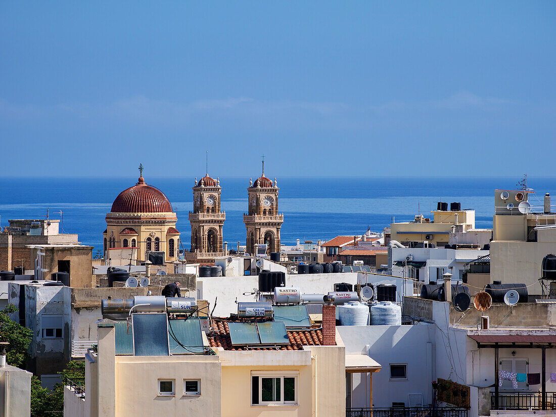 Blick auf die Agios-Minas-Kathedrale, Stadt Heraklion, Kreta, Griechische Inseln, Griechenland, Europa