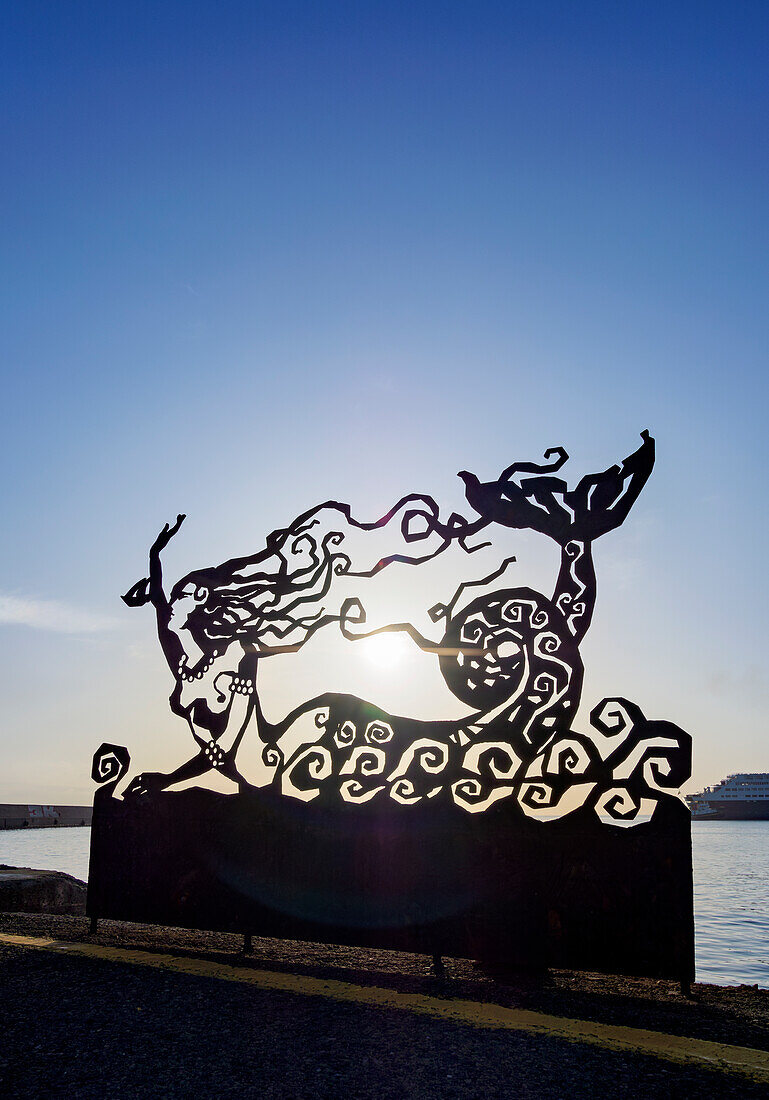 The Mermaid at Heraklion Harbour, City of Heraklion, Crete, Greek Islands, Greece, Europe