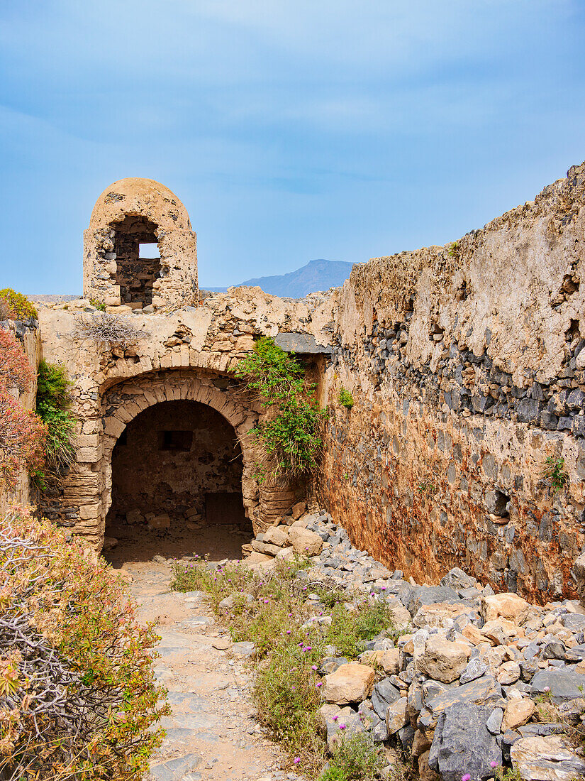 Venetian Fort Ruins, Imeri Gramvousa, Chania Region, Crete, Greek Islands, Greece, Europe