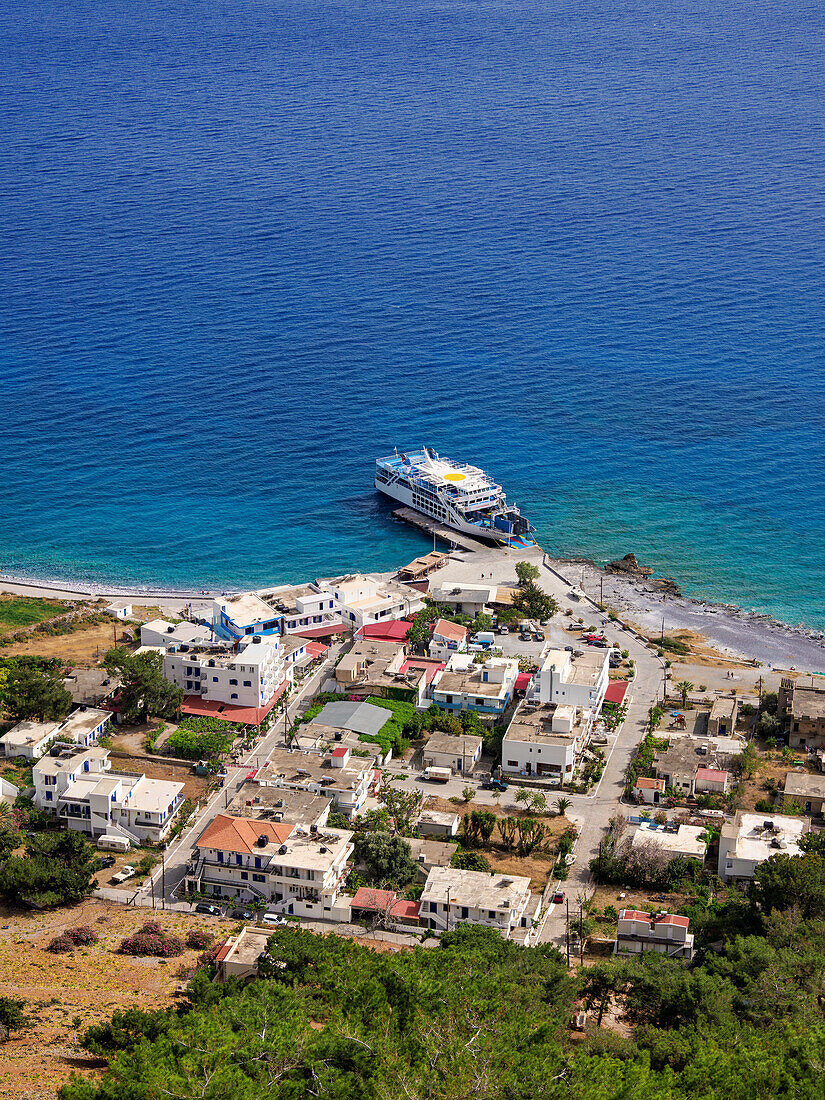 Agia Roumeli, Blick von oben, Region Chania, Kreta, Griechische Inseln, Griechenland, Europa