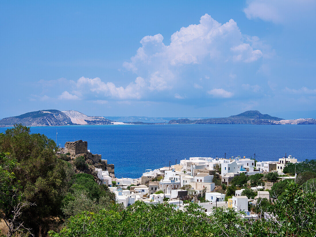 Mandraki Stadt, Blick von oben, Insel Nisyros, Dodekanes, Griechische Inseln, Griechenland, Europa