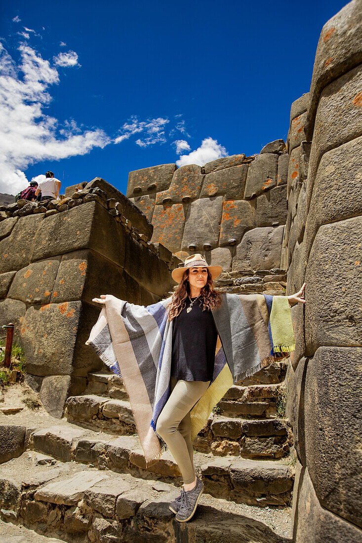 Woman on trail near Ollantaytambo, Peru, South America