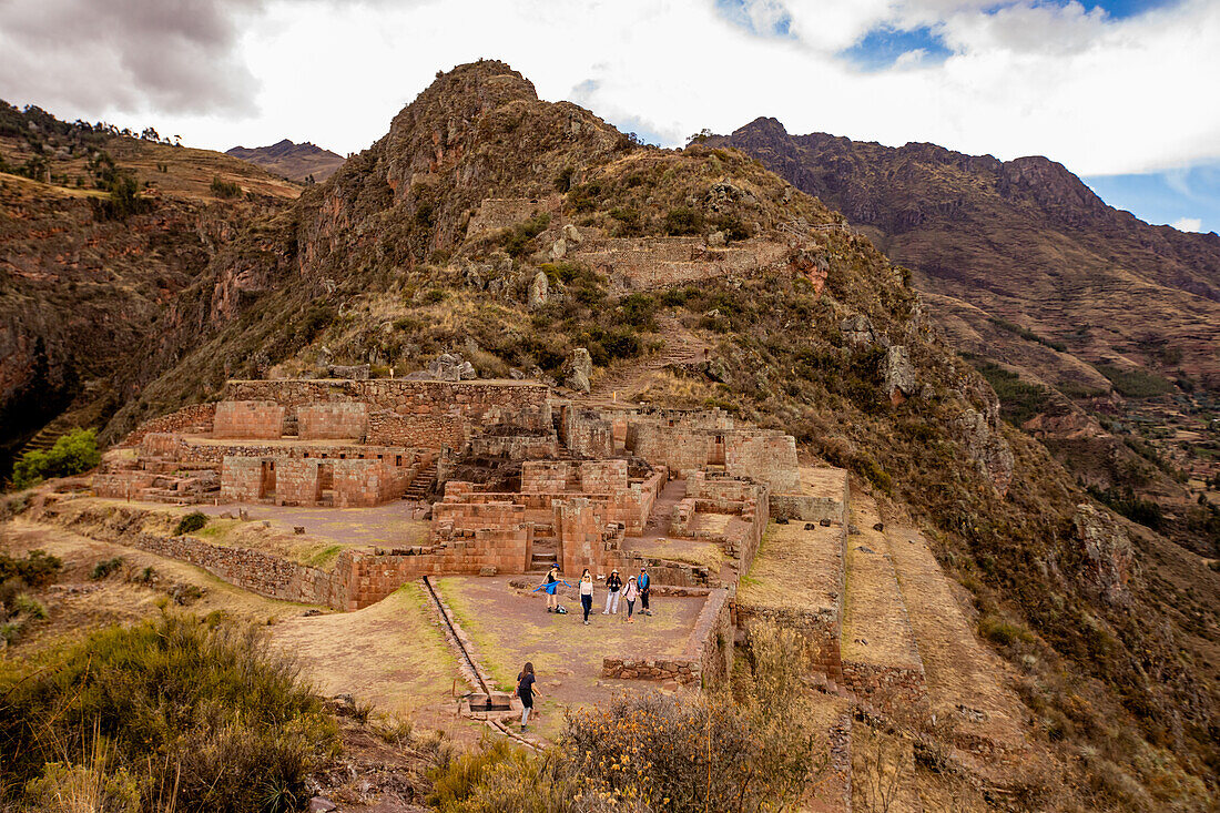 Pisaq Ruins from a distance, Sacred Valley, Peru, South America