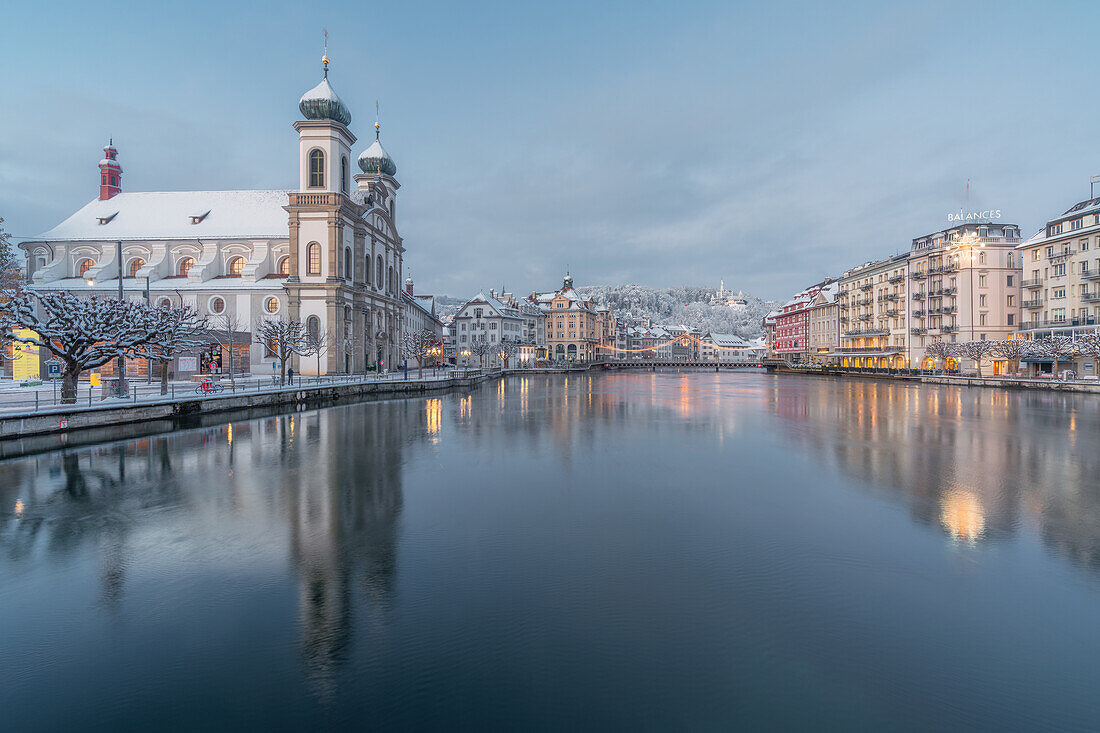 Jesuit Church in winter, Lucerne, Switzerland, Europe