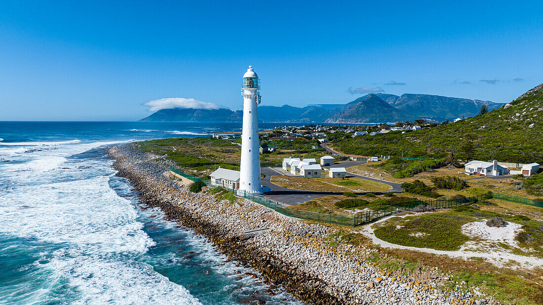 Aerial of Slangkop Lighthouse, Cape Town, Cape Peninsula, South Africa, Africa