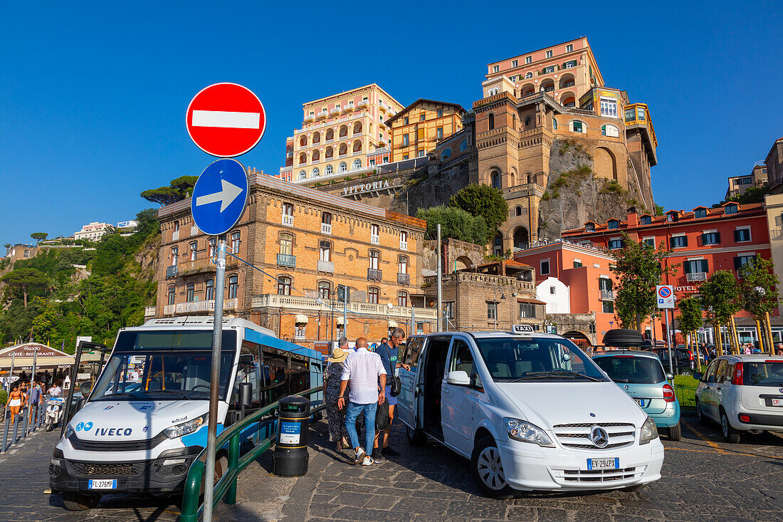 Taxis at Sorrento, Bay of Naples, Campania, Italy, Mediterranean, Europe