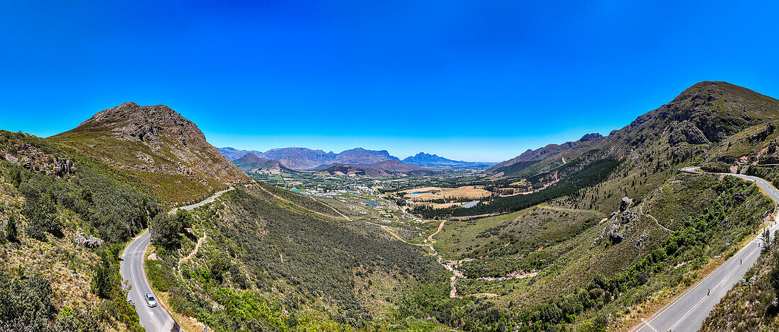 Panorama of Franschhoek, wine area, Western Cape Province, South Africa, Africa