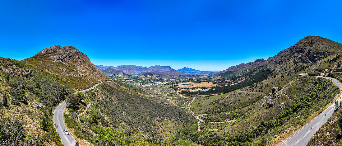 Panorama von Franschhoek, Weingebiet, Westliche Kap-Provinz, Südafrika, Afrika