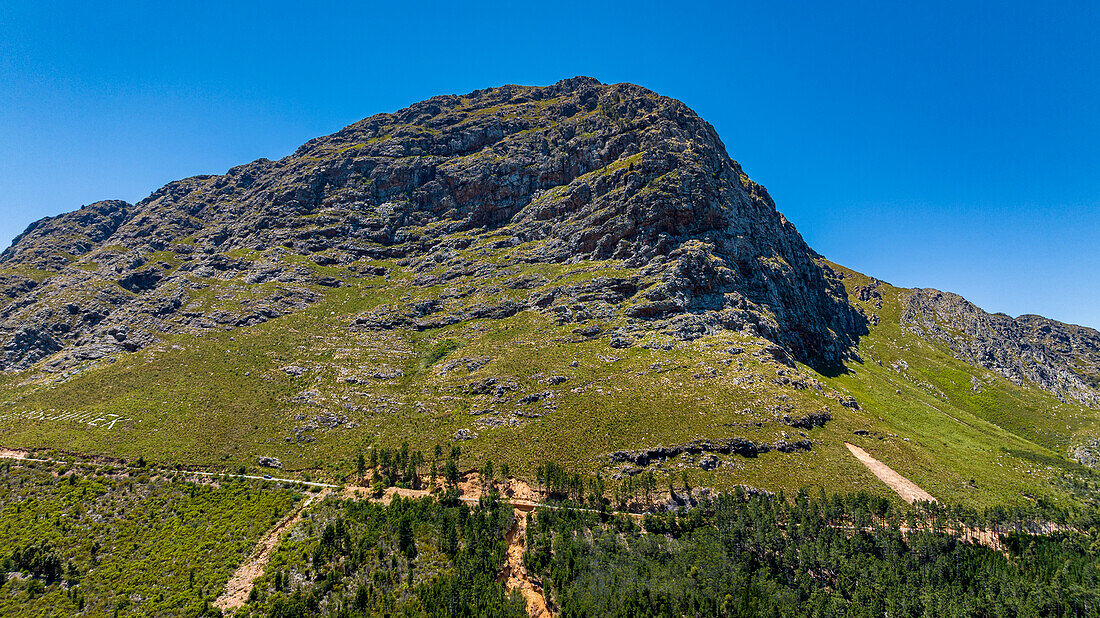 Aerial of Franschhoek, wine area, Western Cape Province, South Africa, Africa