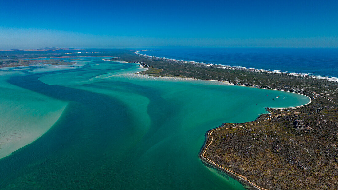 Aerial of the Langebaan Lagoon Marine Protected Area, West Coast National Park, Western Cape Province, South Africa, Africa