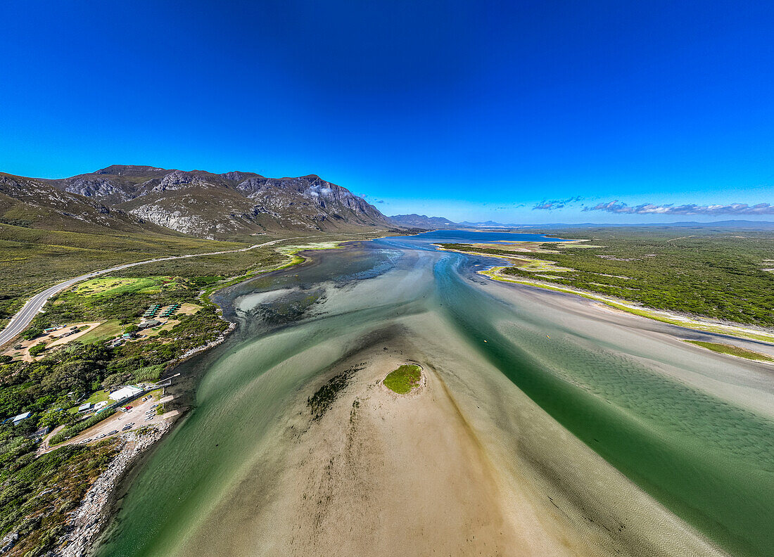 Panorama of the Klein River Lagoon, Hermanus, Western Cape Province, South Africa, Africa