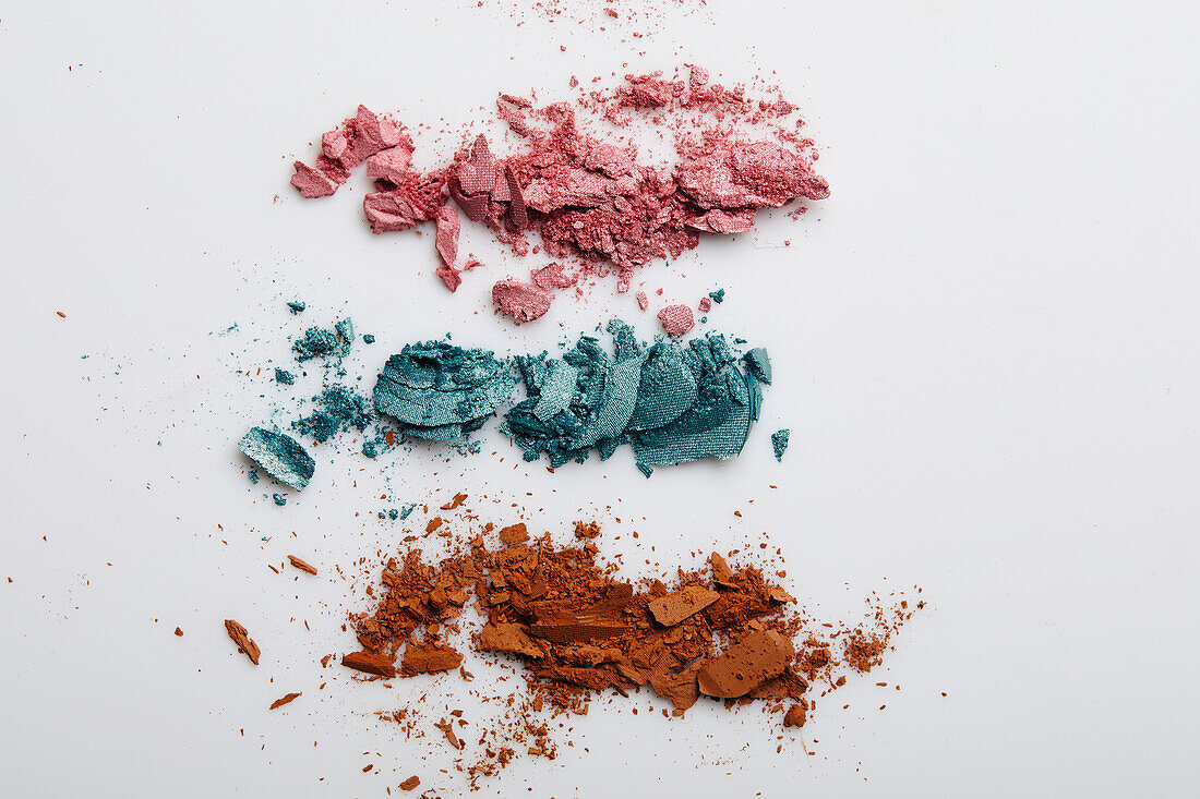 Studio shot of colorful eyeshadow on white background