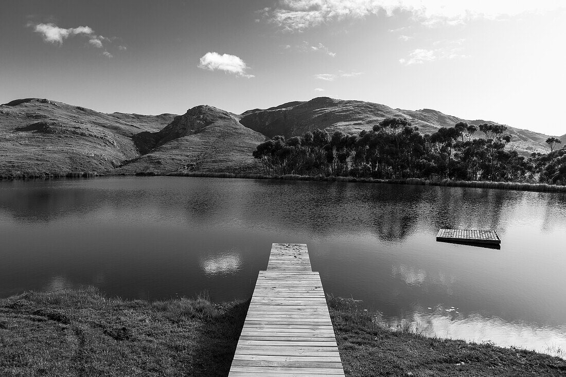 South Africa, Pier and pond in Stanford Valley