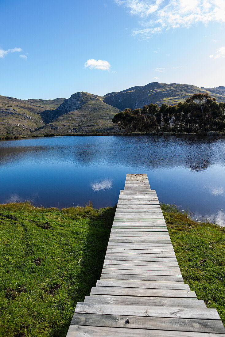 South Africa, Pier and pond in Stanford Valley