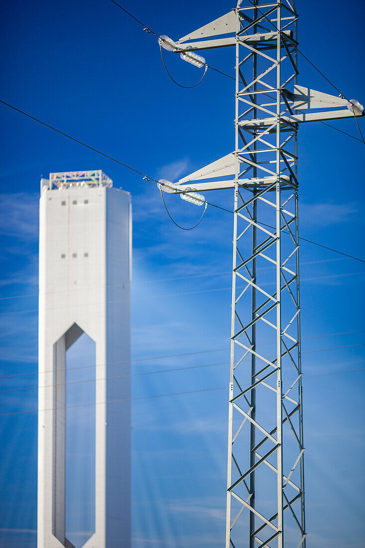 High Tension Lines by Solar Tower in Spain