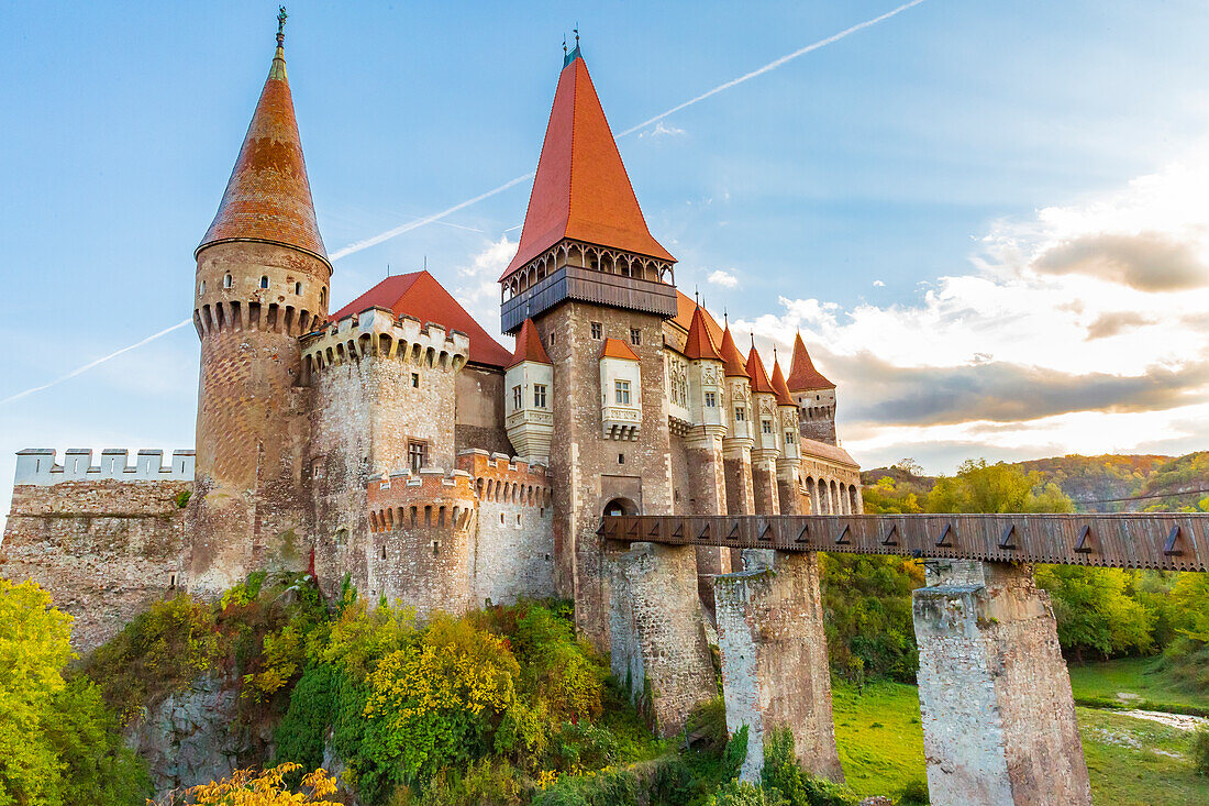 Romania, Hunedoara. Corvin Castle, Gothic-Renaissance castle, one of the largest castles in Europe.