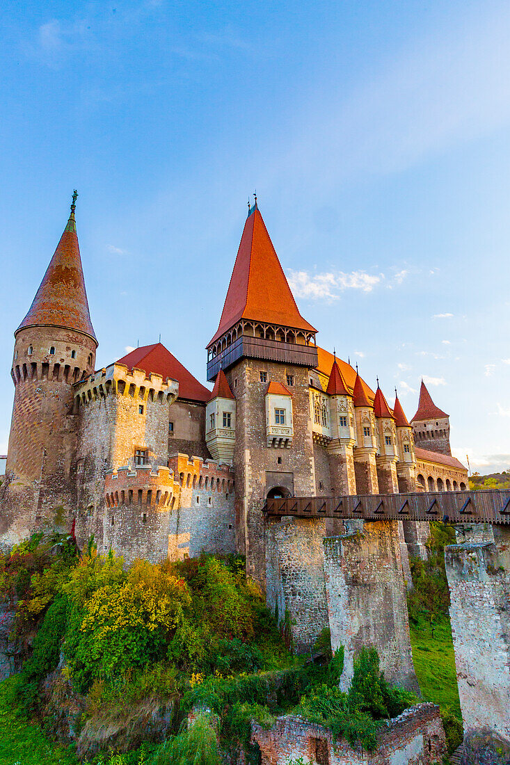 Romania, Hunedoara. Corvin Castle, Gothic-Renaissance castle, one of the largest castles in Europe.