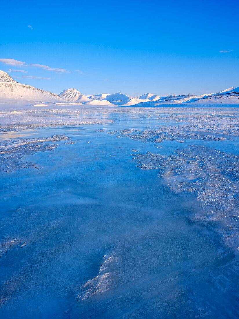 Landscape in Gronfjorden, Island of Spitsbergen. Arctic region, Scandinavia, Norway, Svalbard