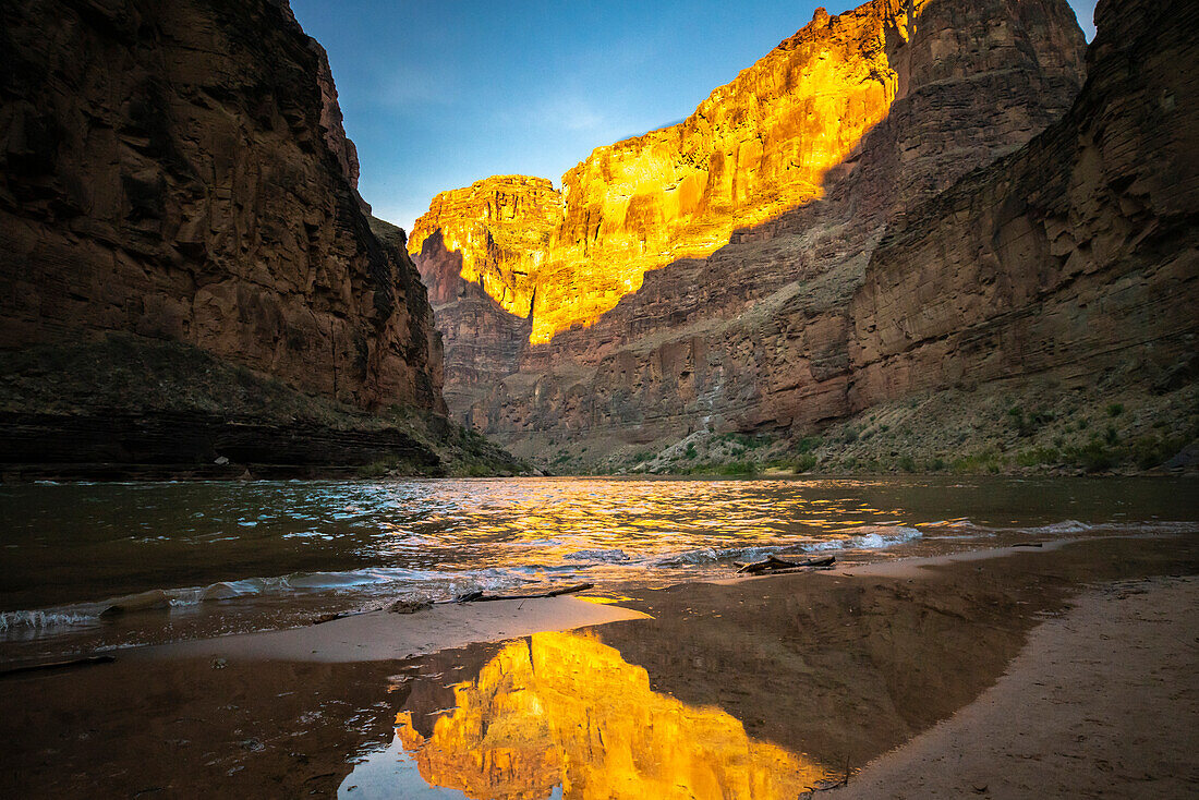 USA, Arizona, Grand Canyon National Park. Colorado River and cliffs.