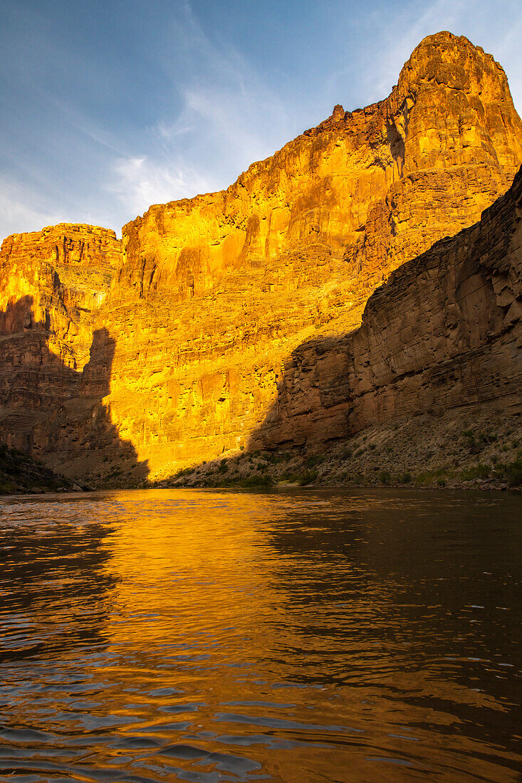 USA, Arizona, Grand Canyon National Park. Colorado River and cliffs.