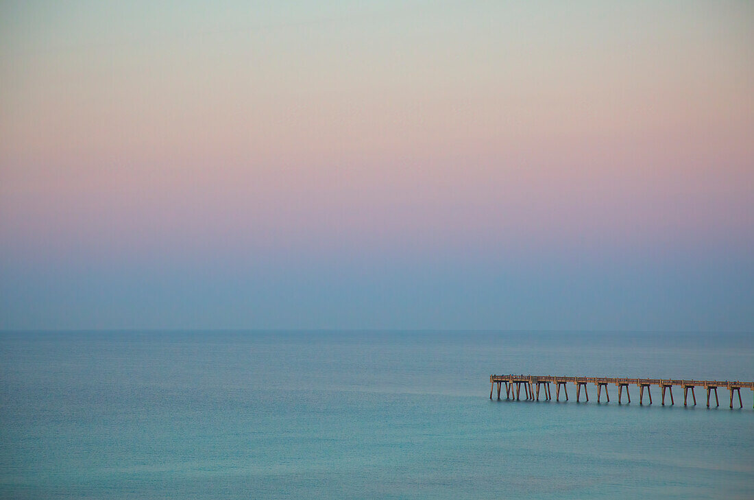 USA, Florida, Pensacola Beach. Pier at Pensacola Beach in the early morning.