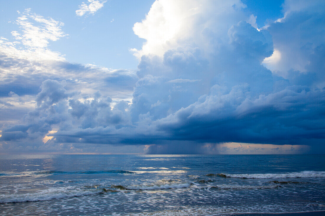 USA, Georgia, Tybee Island. Morning storm along the coast.