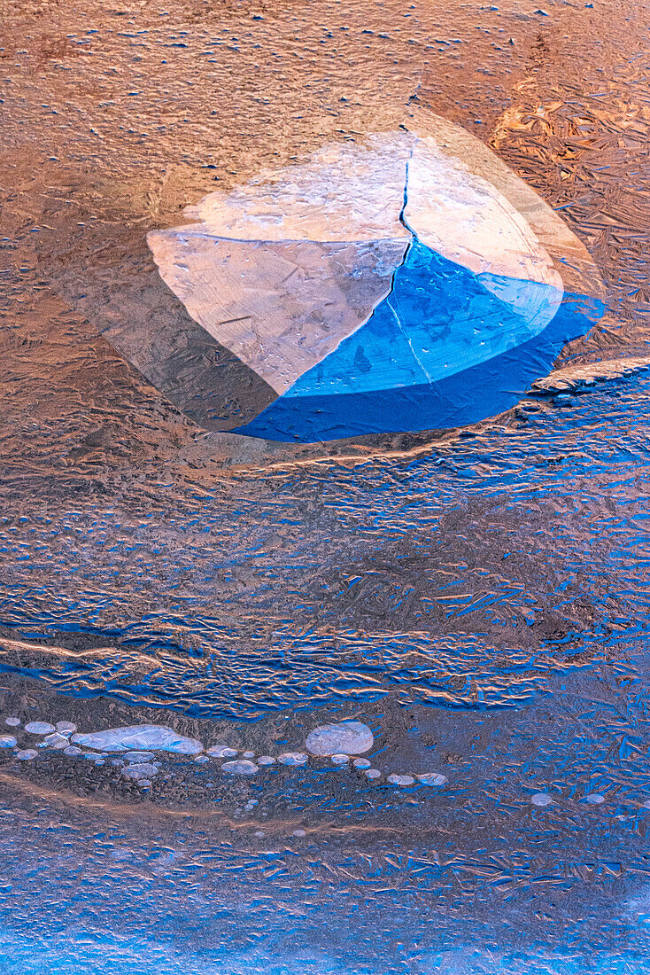 USA, Utah. Ice formations on the Colorado River near Moab.