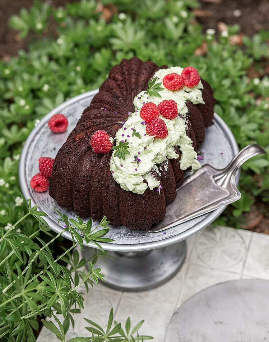 Schokoladenkuchen mit Waldmeister-Frosting