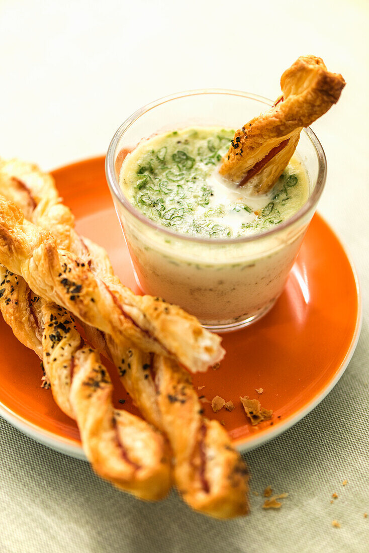 Egg in a jar with cheese crispy sticks