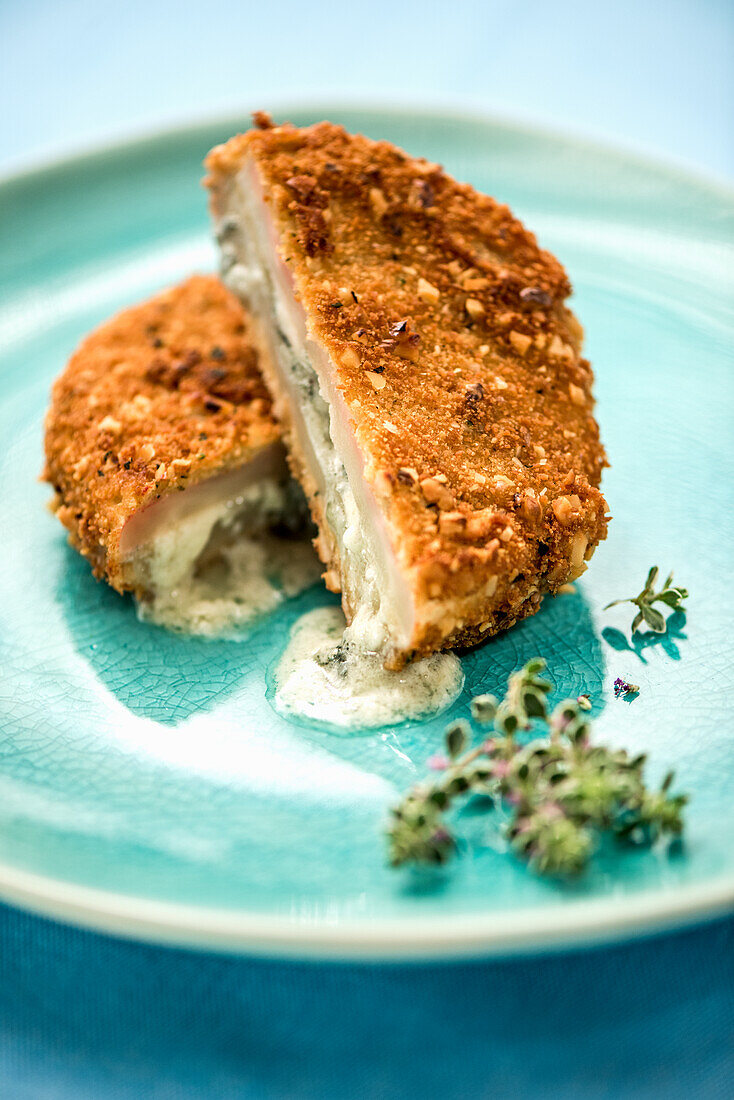 Baked camembert in a nut crust