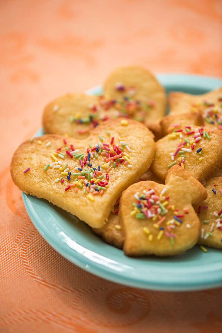Butter biscuits with colourful sugar sprinkles