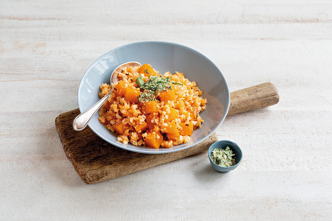 Blumenkohl-Risotto mit Kürbis