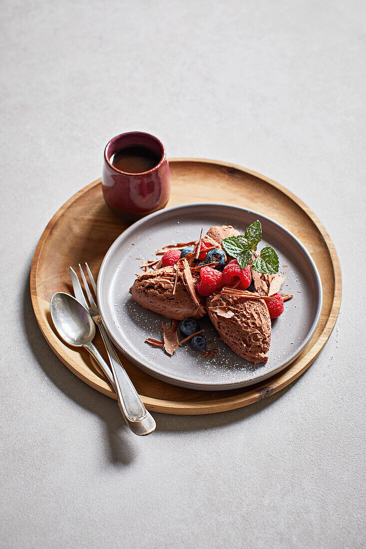 Chocolate mousse with berries
