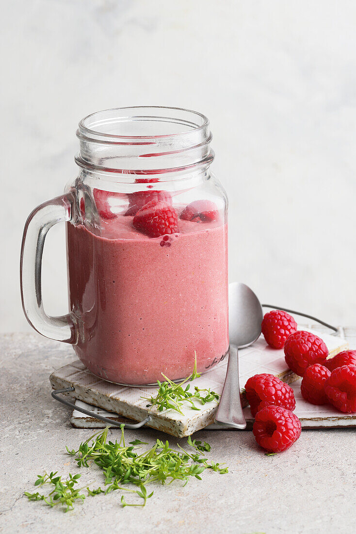 Raspberry smoothie with fresh berries