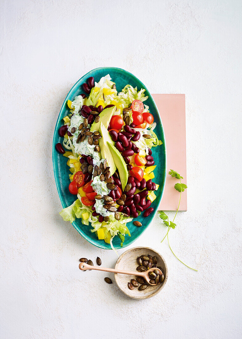 Tex-Mex salad with avocado and beans