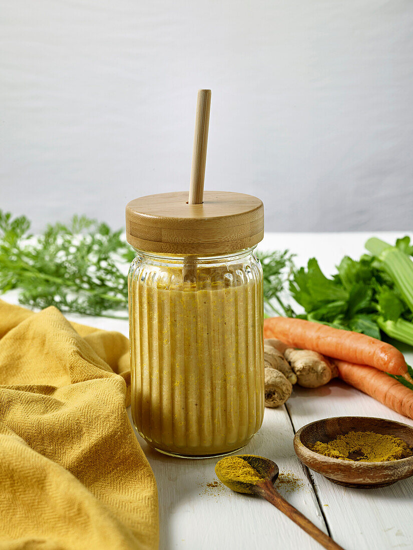 Carrot smoothie with ginger and turmeric