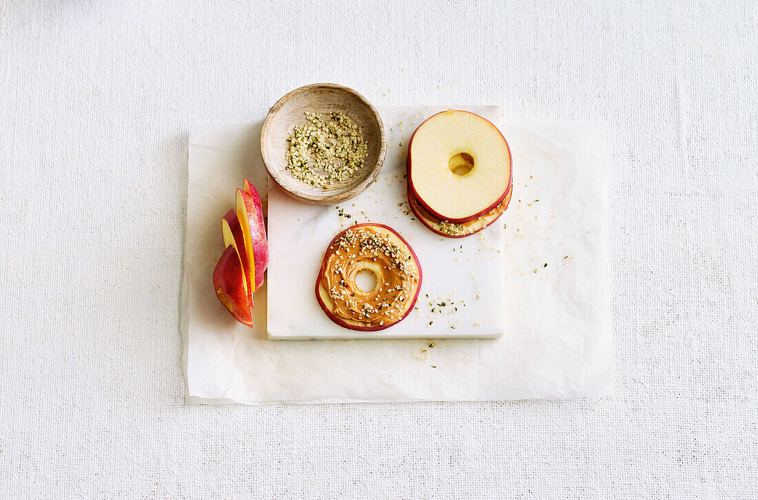 Apple donuts with seeds and spices