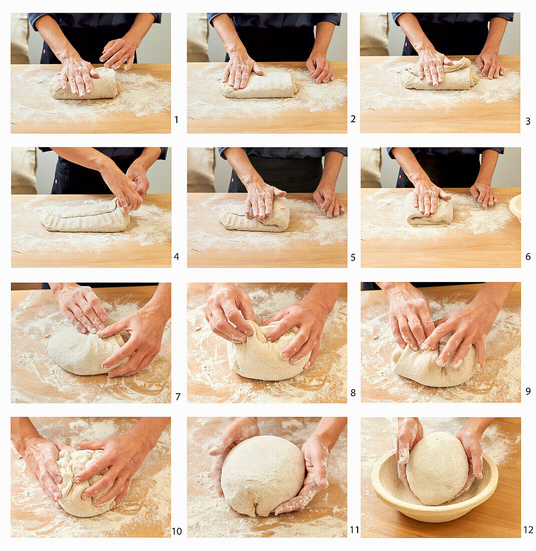 Kneading and shaping yeast dough for wood-fired oven bread